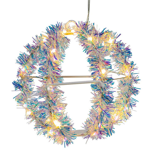 Kurt Adler 6-Inch Warm White LED Tinsel Foldable Sphere