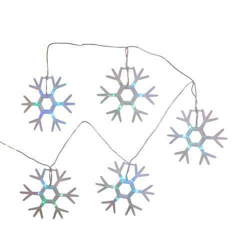 Kurt Adler Snowflake Icicle Fairy Lights with RGB LED Lights